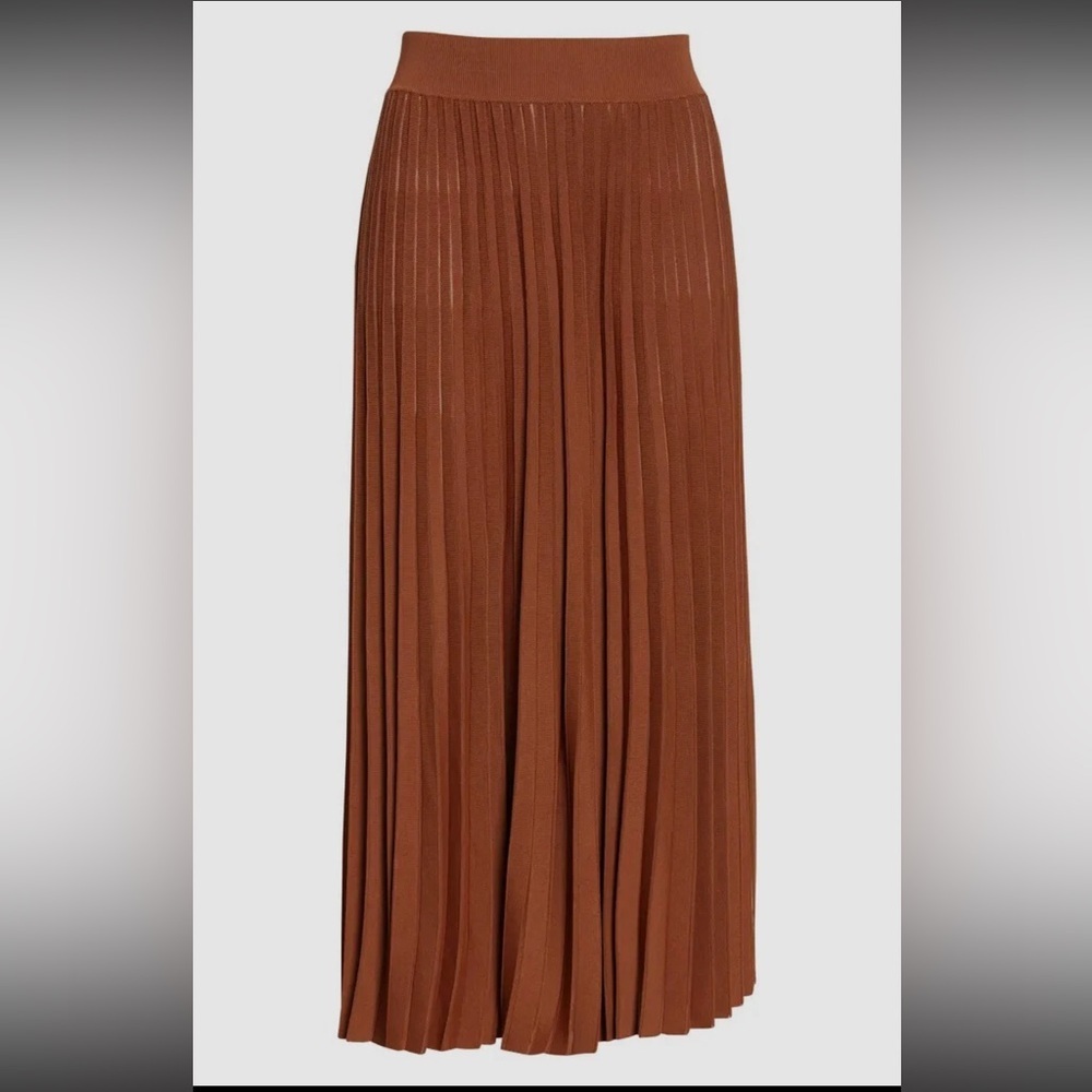 RAG & BONE NWT Esme Pleated Midi Skirt in Brown— Size XS - Picture 2 of 9